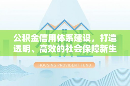 中区公积金信用体系建设，打造透明、高效的社会保障新生态